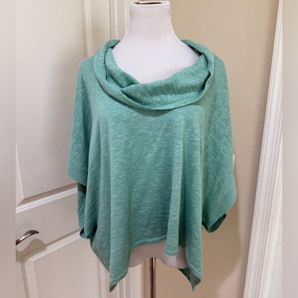 NWT Eileen Fisher Cowl Neck Linen Batwing Sleeve Calypso Green Sweater Medium